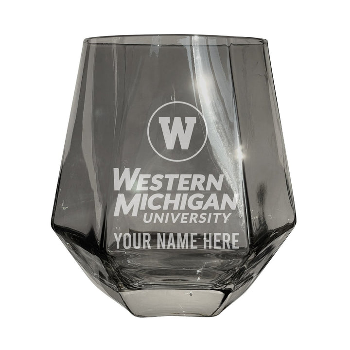 Western Michigan University Customizable Stemless Diamond Wine Glass Engraved 10 oz Officially Licensed Collegiate Image 2