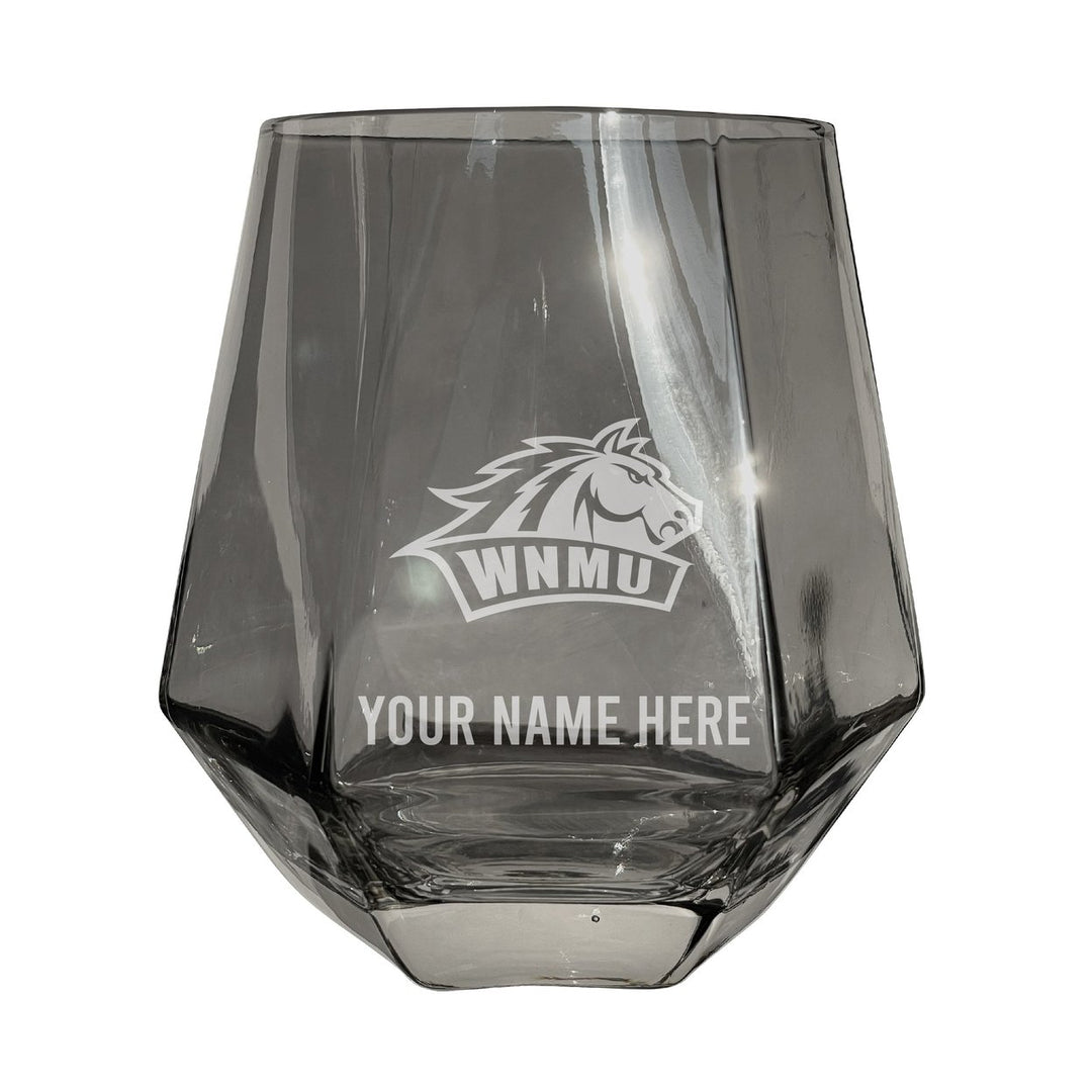 Western Mexico University Customizable Stemless Diamond Wine Glass Engraved 10 oz Officially Licensed Collegiate Image 1