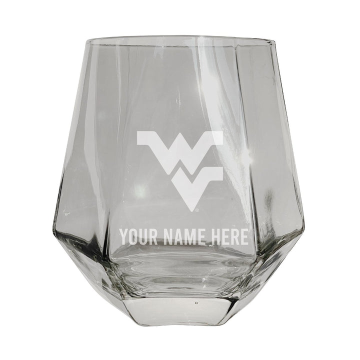 West Virginia Mountaineers Customizable Stemless Diamond Wine Glass Engraved 10 oz Officially Licensed Collegiate Image 1