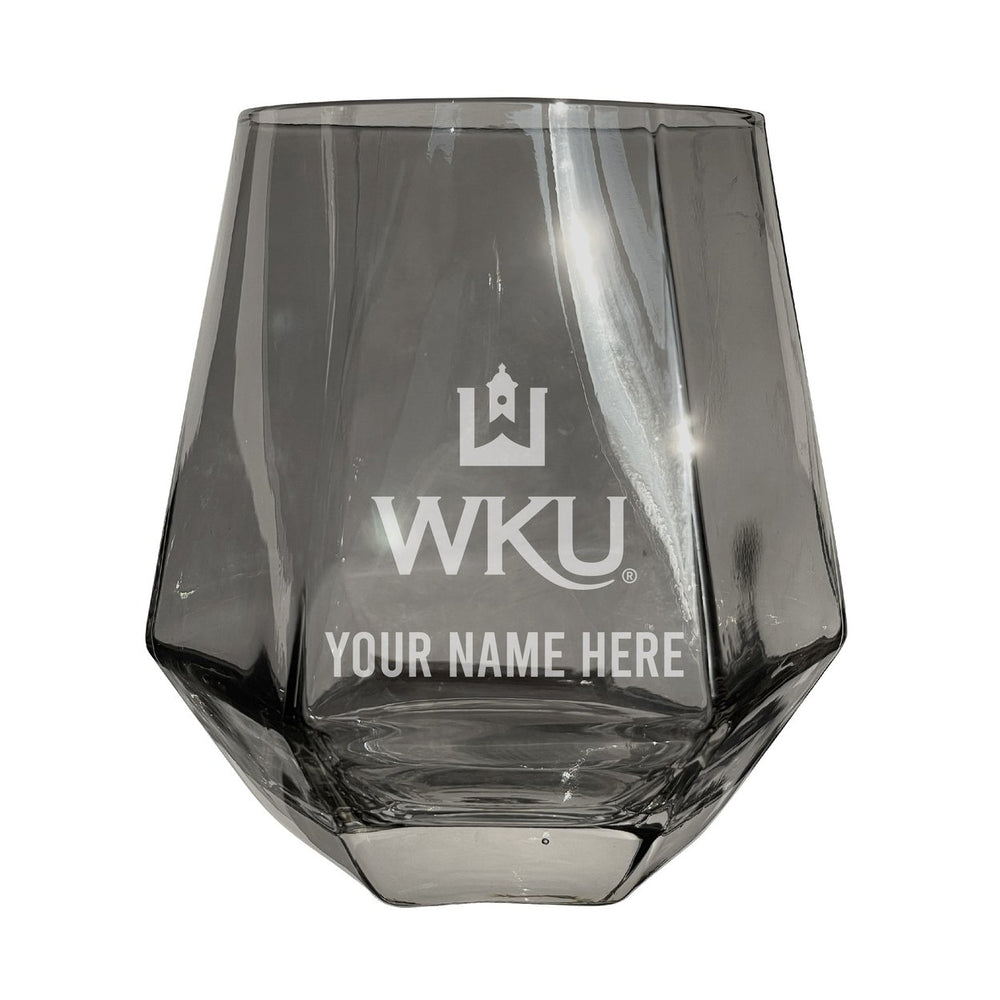 Western Kentucky Hilltoppers Customizable Stemless Diamond Wine Glass Engraved 10 oz Officially Licensed Collegiate Image 2