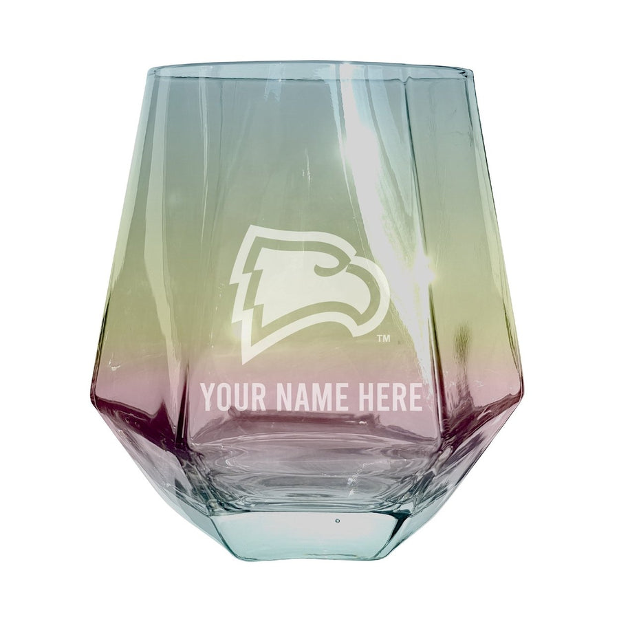 Winthrop University Customizable Stemless Diamond Wine Glass Engraved 10 oz Officially Licensed Collegiate Product Image 1