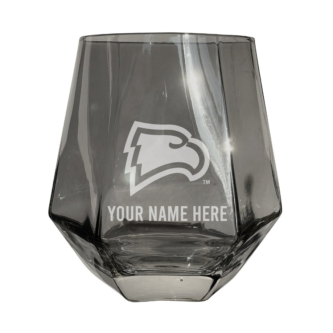 Winthrop University Customizable Stemless Diamond Wine Glass Engraved 10 oz Officially Licensed Collegiate Product Image 1