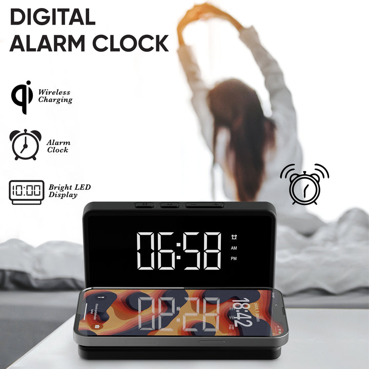 LED ALARM CLOCK WITH WIRELESS CHARGING BASE Image 3