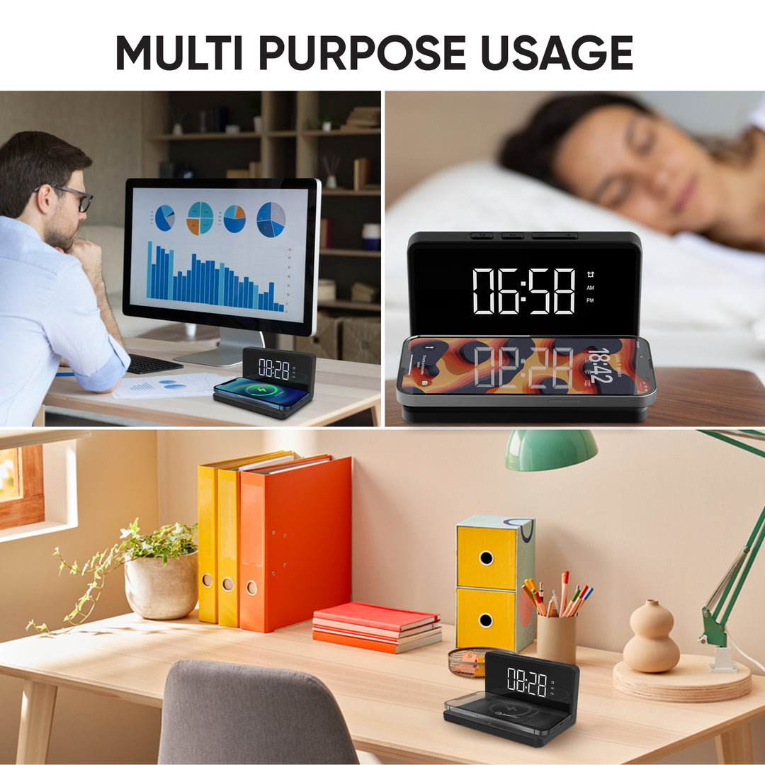 LED ALARM CLOCK WITH WIRELESS CHARGING BASE Image 4