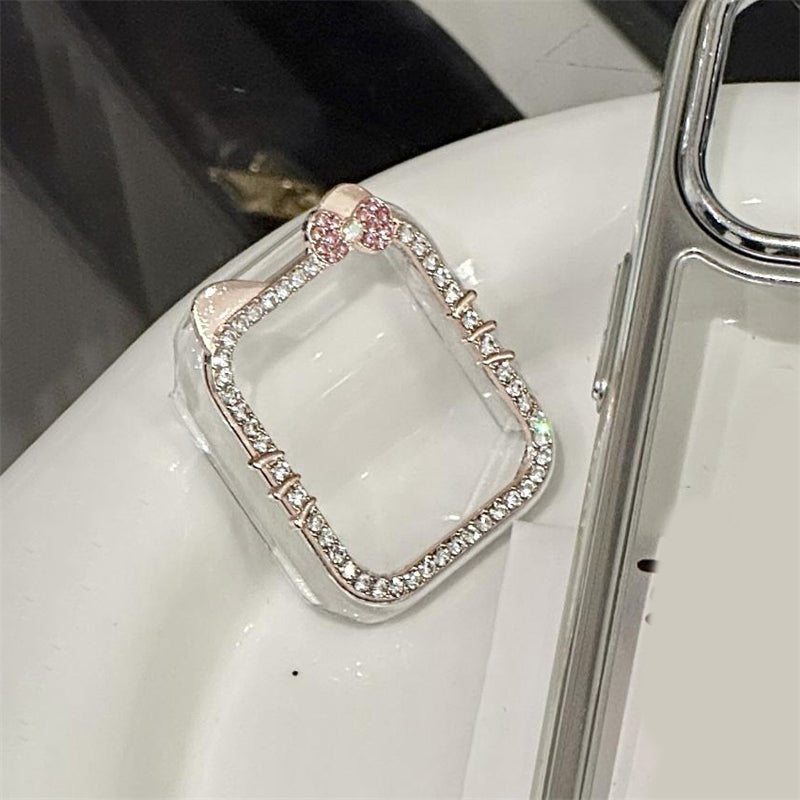 Cute Bowknot 3D Cat Ear Glitter Diamond Apple Watch Case For iWatch Band 49 45 44 42 MM 41 40 38MM Cases SE 9 Protective Image 3