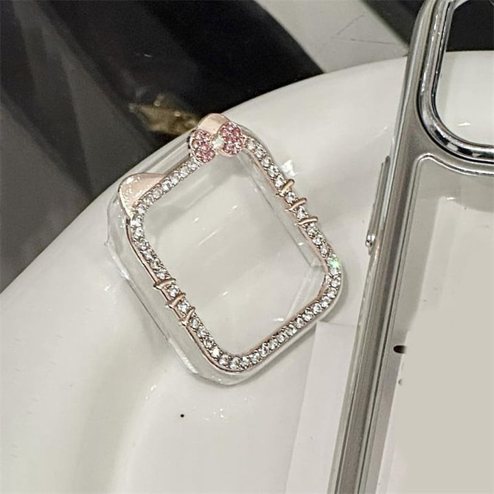 Cute Bowknot 3D Cat Ear Glitter Diamond Apple Watch Case For iWatch Band 49 45 44 42 MM 41 40 38MM Cases SE 9 Protective Image 1