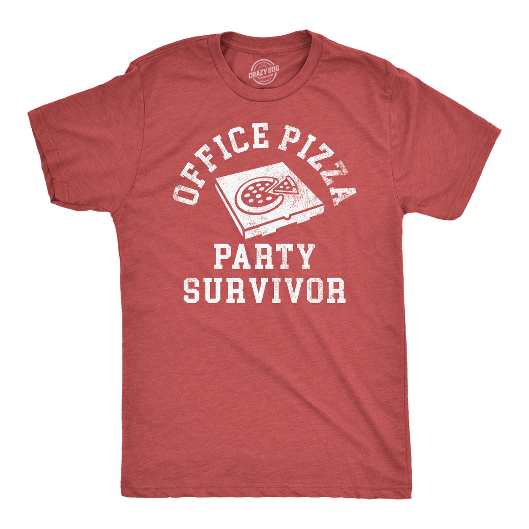 Mens Funny T Shirts Office Pizza Party Survivor Sarcastic Job Novelty Tee For Men Image 1