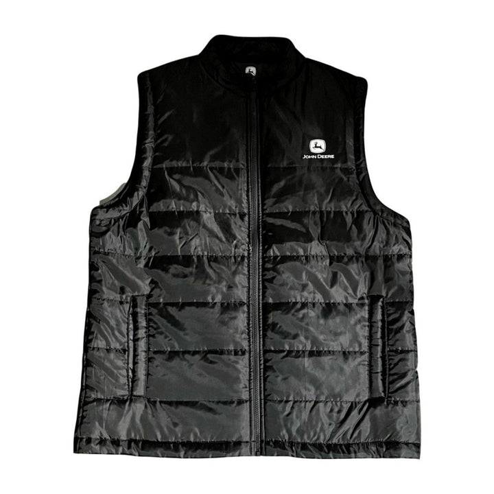 John Deere Western Vest Mens Logo Quilted Zip Olive JM3A-3BC Image 1