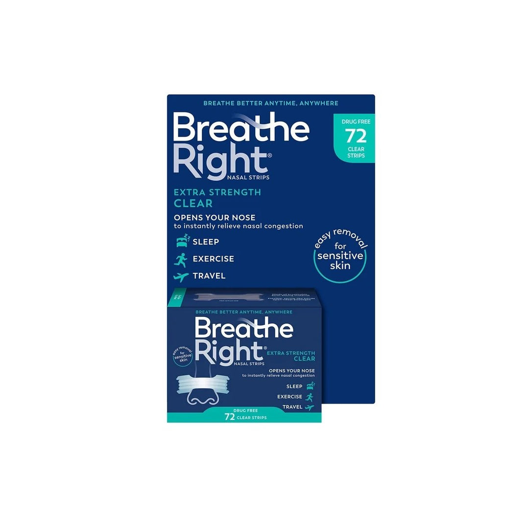 Breathe Right Extra Strength Nasal Strips Clear (72 Count) Image 3