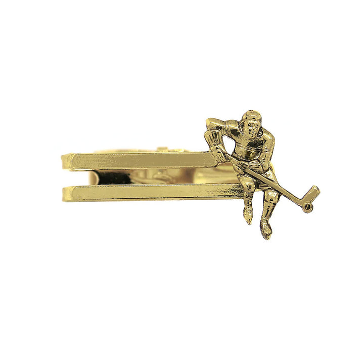 Mens Hockey Tie Clip Gold Hockey Player Tie Bar Clip Image 1