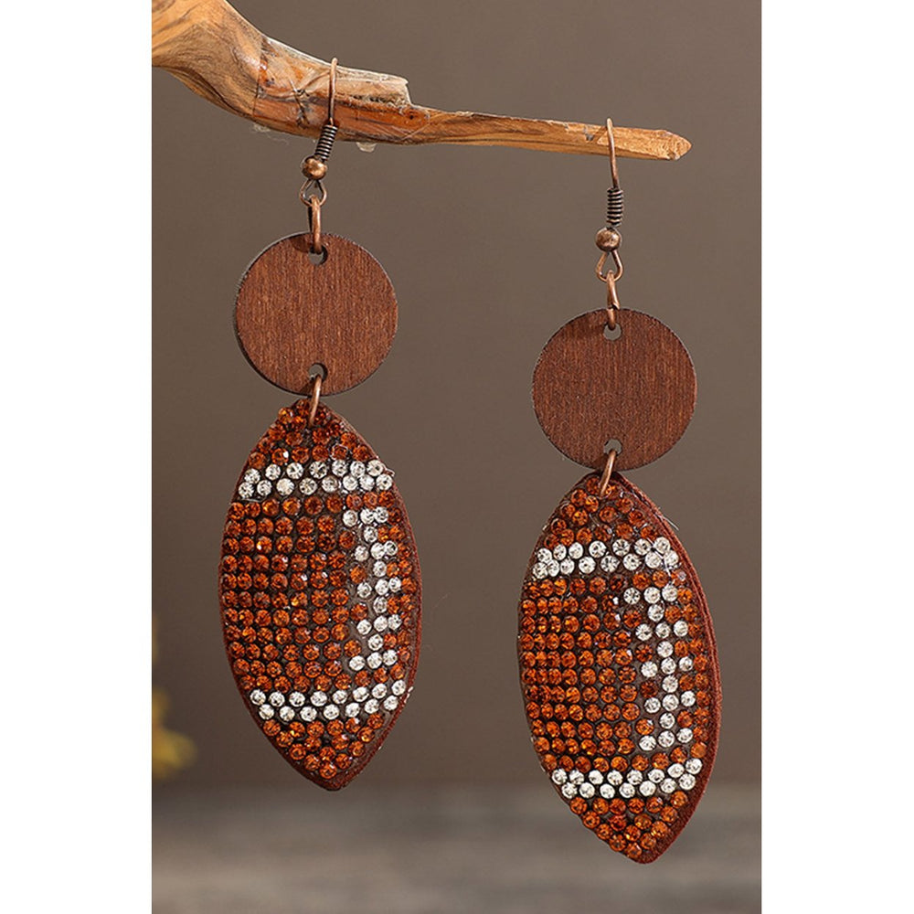 Rhinestone Football Dangle Earrings Image 2