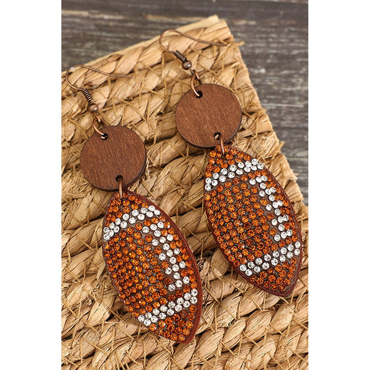 Rhinestone Football Dangle Earrings Image 3