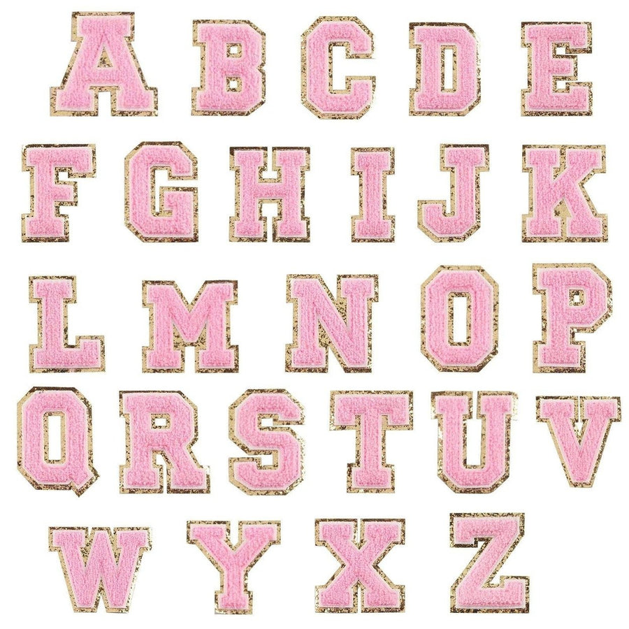 Pink Self Adhesive Chenille Letters Patches Image 1