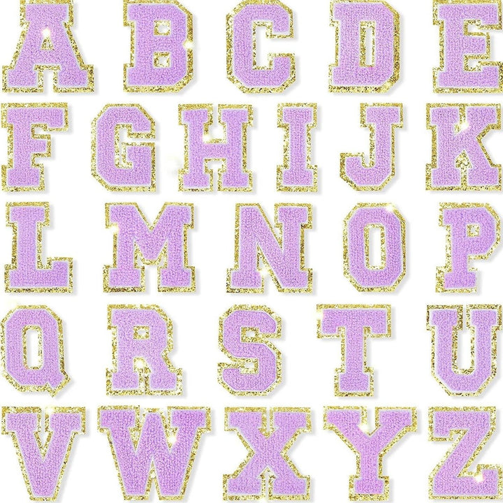 Purple Self Adhesive Chenille Letters Patches Image 1