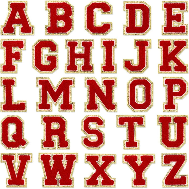 Red Self Adhesive Chenille Letters Patches Image 1