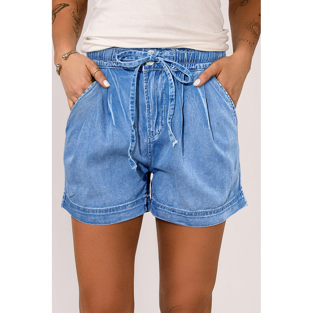 Reina Casual Chambray Drawstring Shorts Image 1