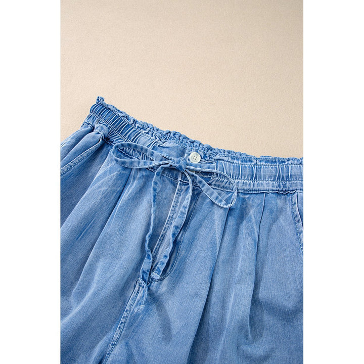 Reina Casual Chambray Drawstring Shorts Image 3