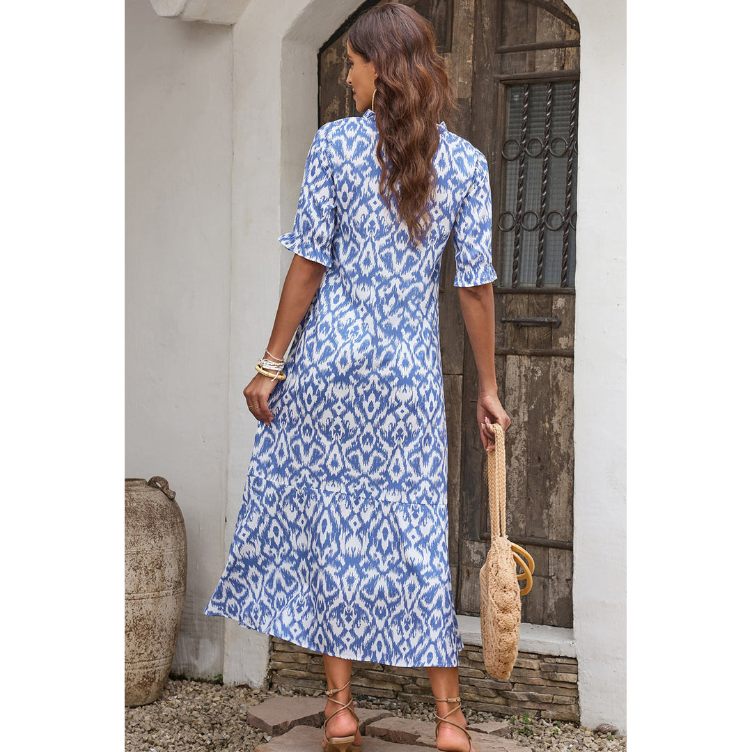 Remy V Neck Casual Geometric Print Maxi Dress Image 2