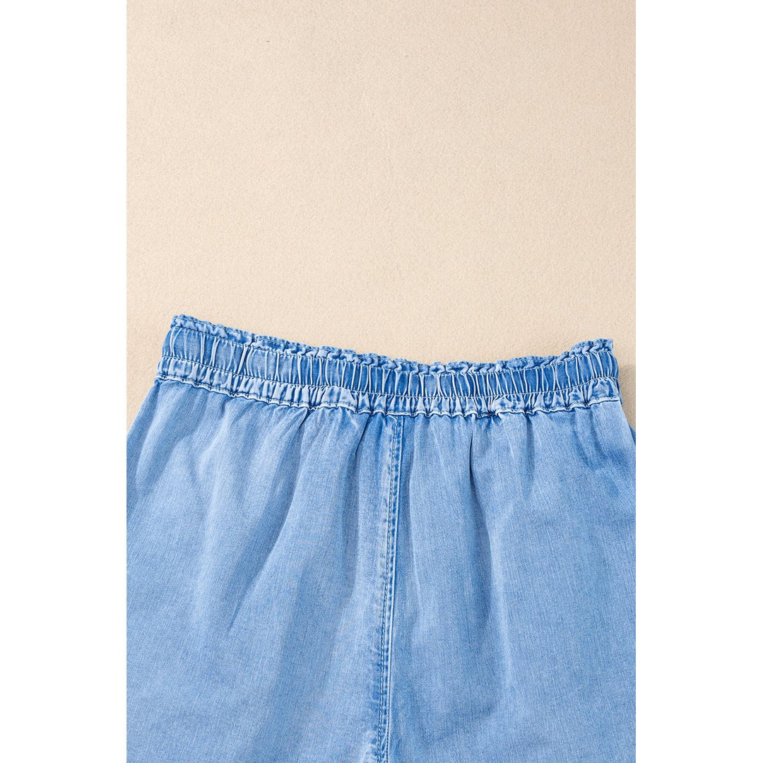 Reina Casual Chambray Drawstring Shorts Image 4