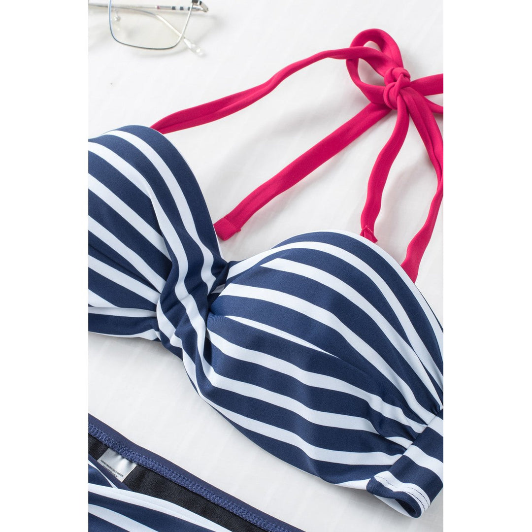 Reyna Halter Bandeau Striped Bikini Image 6