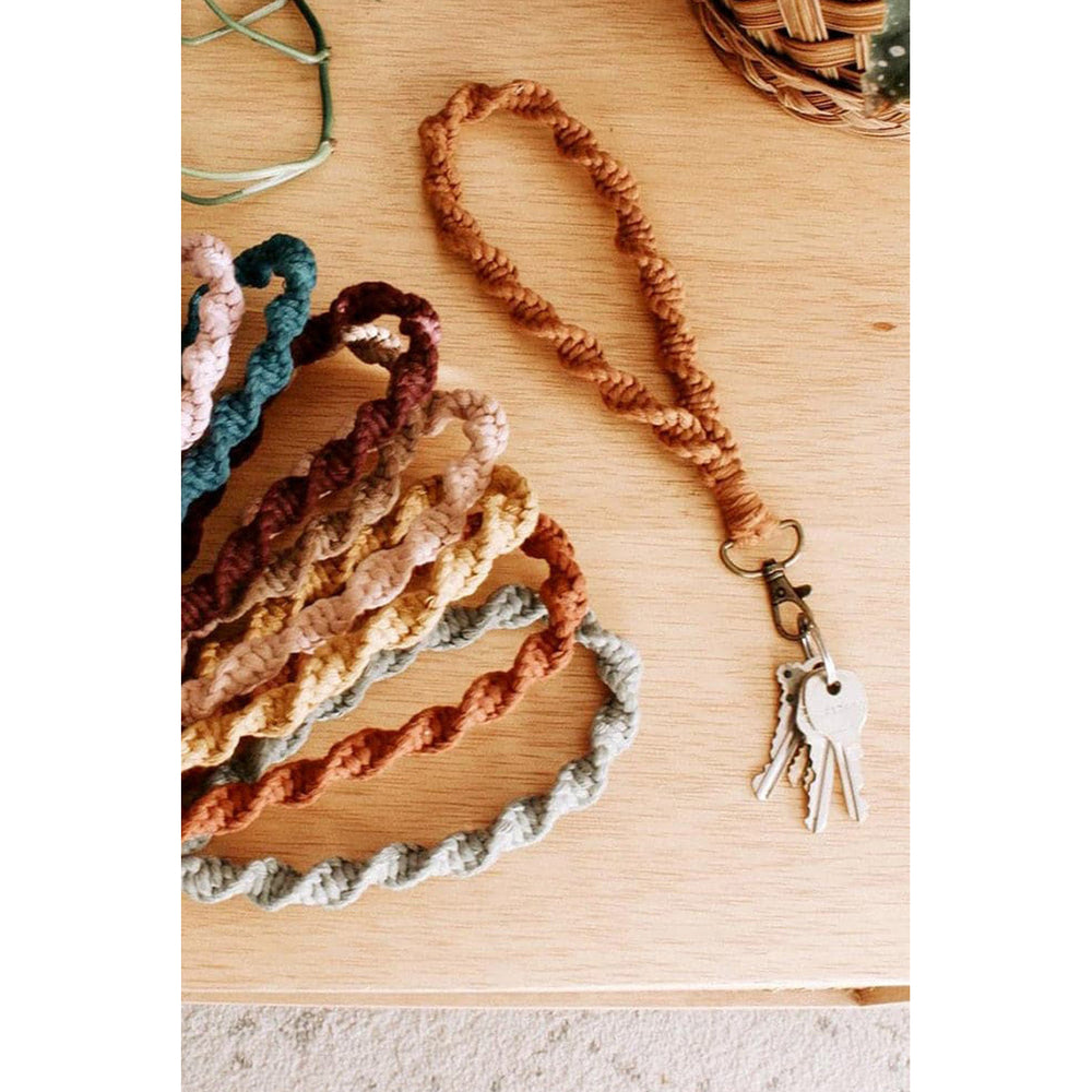 Khaki Twist Braided Wristlet Keychain Image 2