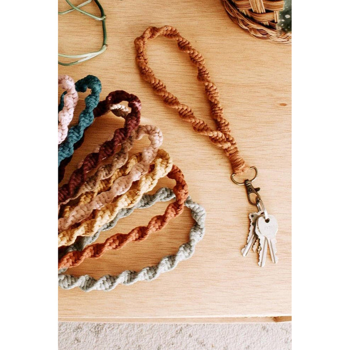 Khaki Twist Braided Wristlet Keychain Image 2