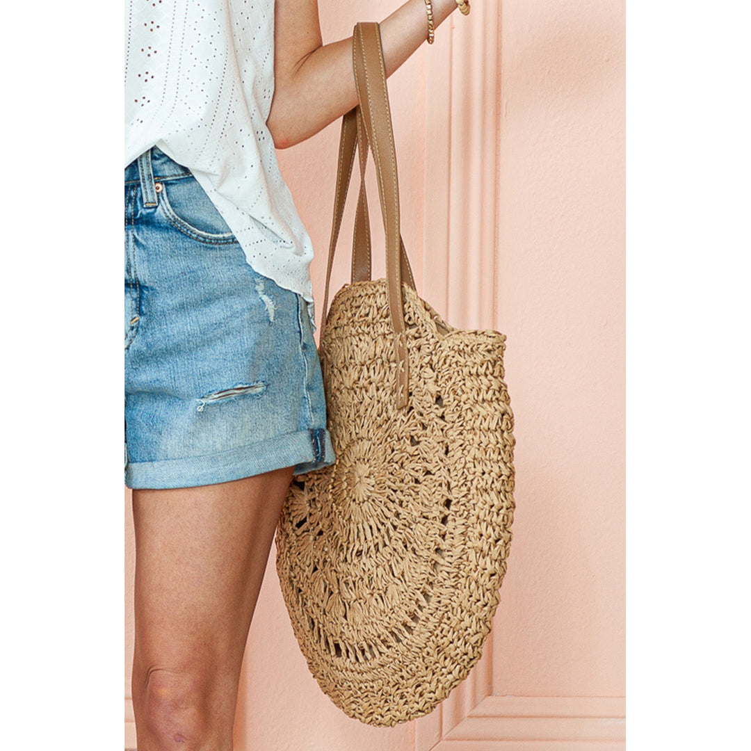 Mavis Bohemian Straw Woven Round Bag Image 3