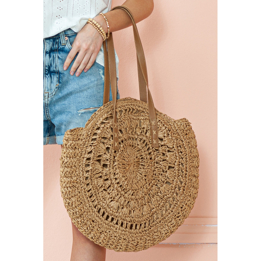 Mavis Bohemian Straw Woven Round Bag Image 4