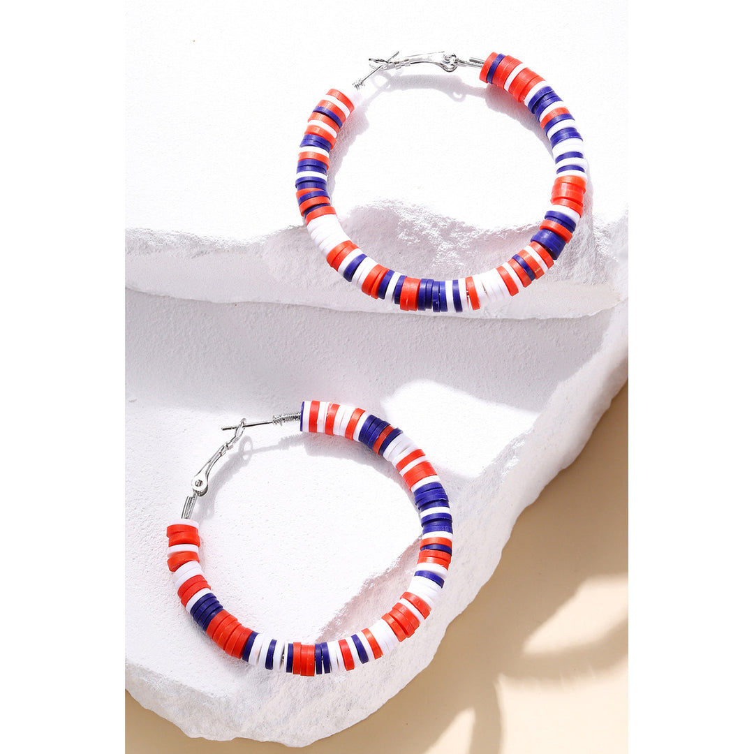 Patriotic Multicolored Bead Hoop Earrings Image 1