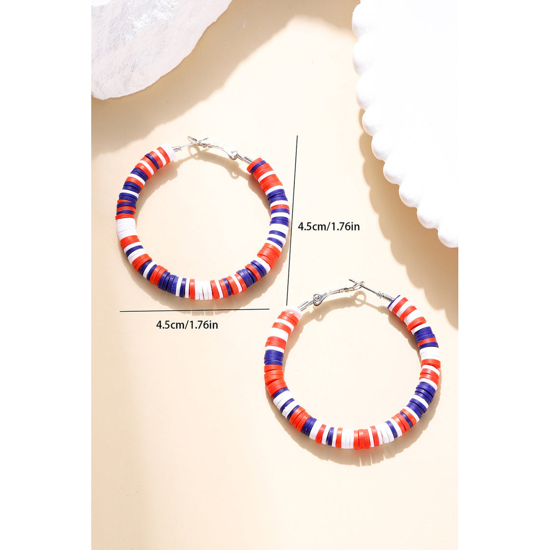 Patriotic Multicolored Bead Hoop Earrings Image 3