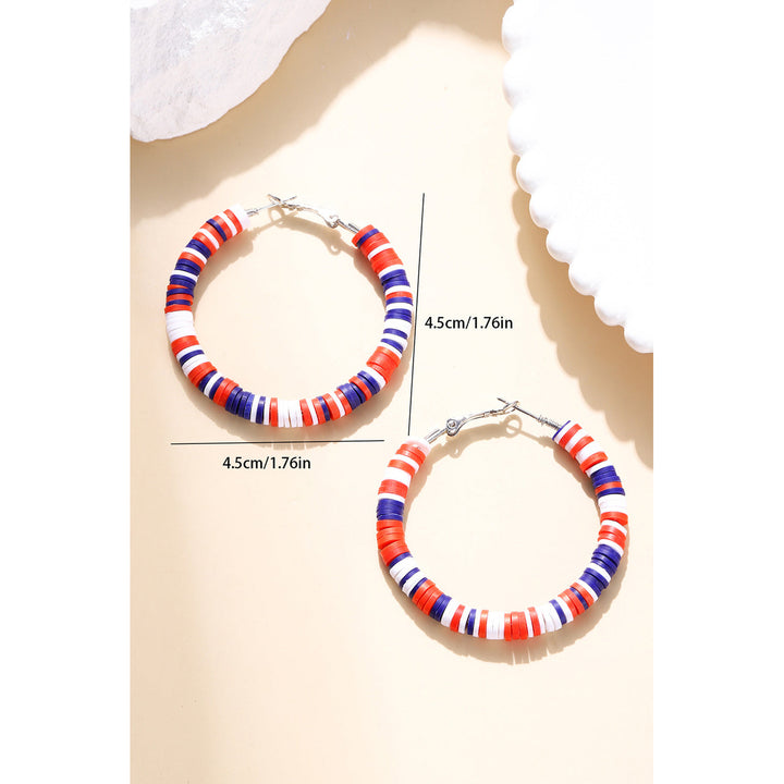 Patriotic Multicolored Bead Hoop Earrings Image 3