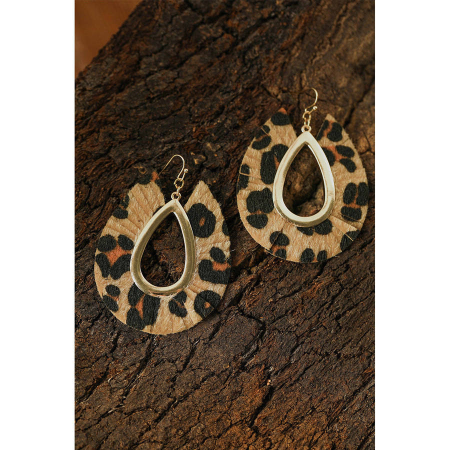 Leopard Print Hollow Out Drop Earrings Image 1