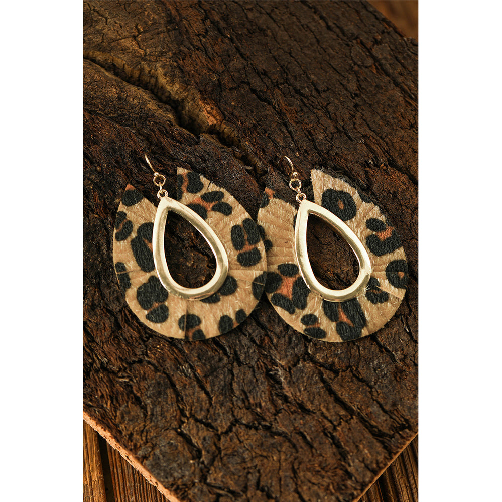 Leopard Print Hollow Out Drop Earrings Image 2