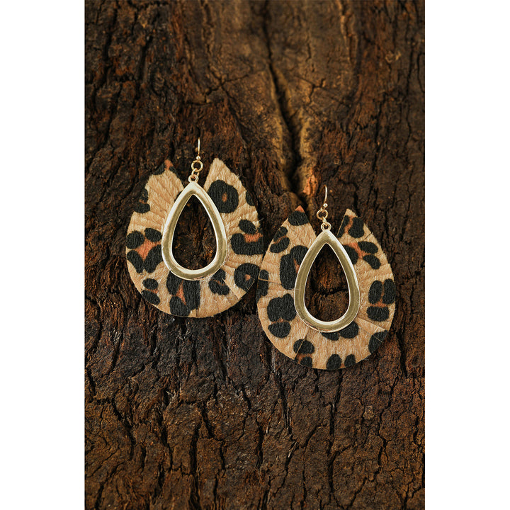 Leopard Print Hollow Out Drop Earrings Image 3