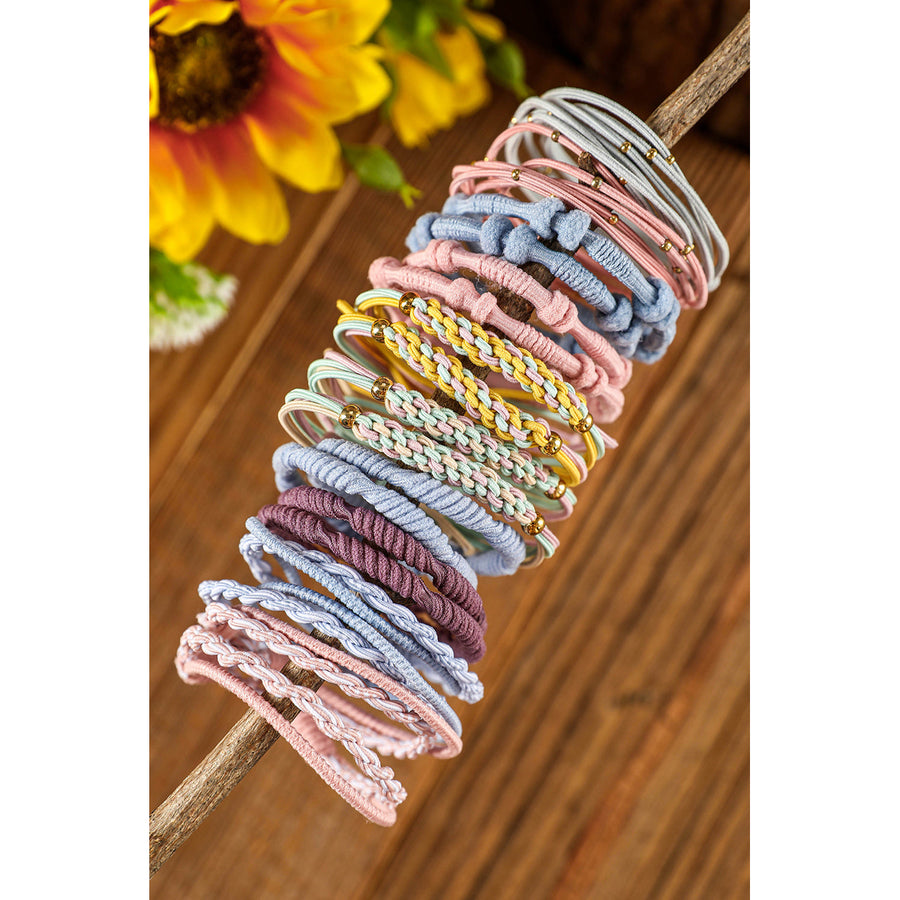 10pcs Pink Knotted Hair Ties Image 1