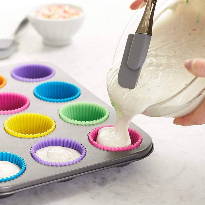 12 Reusable Silicone Baking Cups Image 1