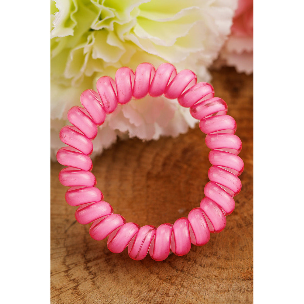 3 PCS Pink Phone Cord Hair Scrunchies Image 2