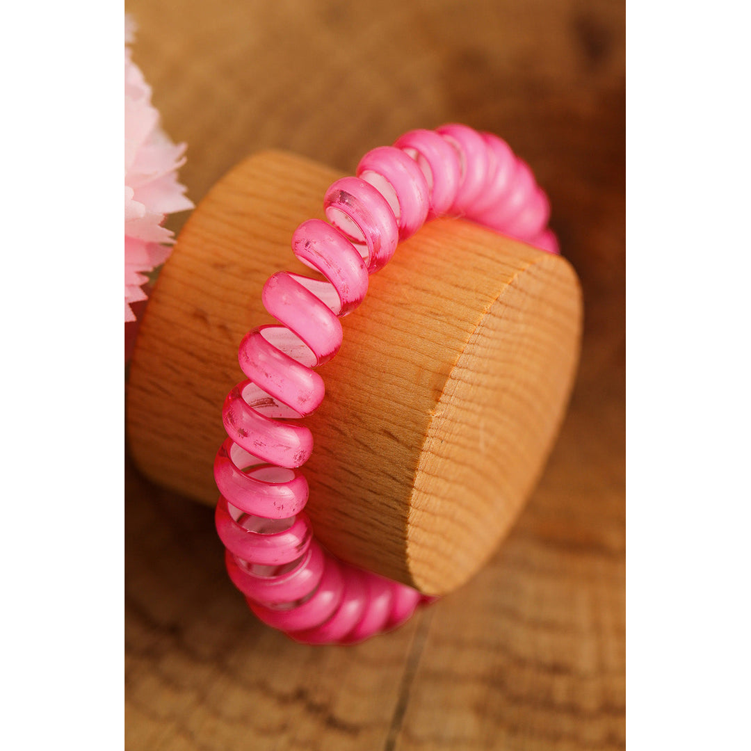 3 PCS Pink Phone Cord Hair Scrunchies Image 3