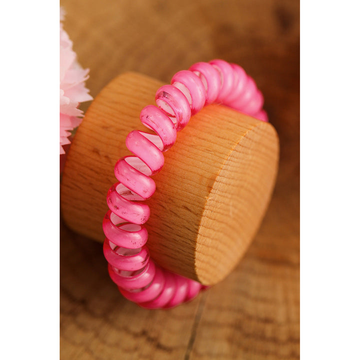 3 PCS Pink Phone Cord Hair Scrunchies Image 3