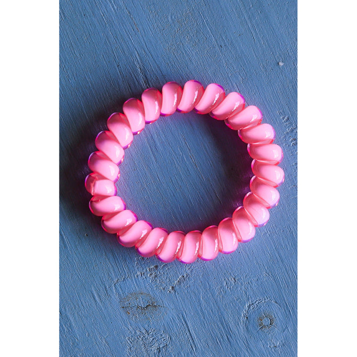 3 PCS Pink Phone Cord Hair Scrunchies Image 4