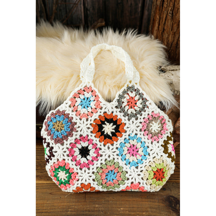 Boho Floral Crochet Retro Mini-Tote Bag Image 1