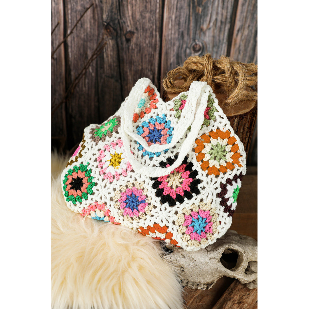 Boho Floral Crochet Retro Mini-Tote Bag Image 3