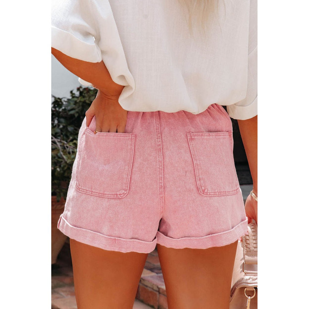 Melany Vintage Washed Frilled High Waist Denim Shorts Image 2