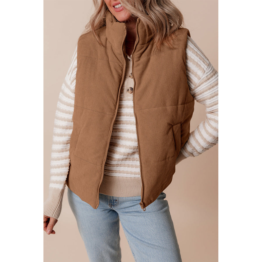 Natalia Corduroy Zipped Puffer Vest Image 1