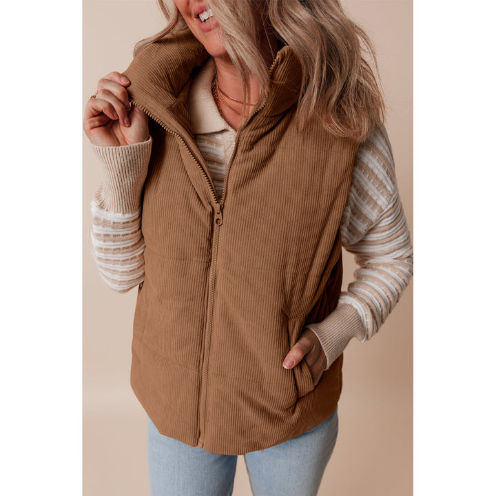 Natalia Corduroy Zipped Puffer Vest Image 3