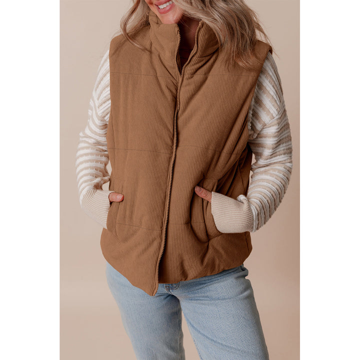 Natalia Corduroy Zipped Puffer Vest Image 4