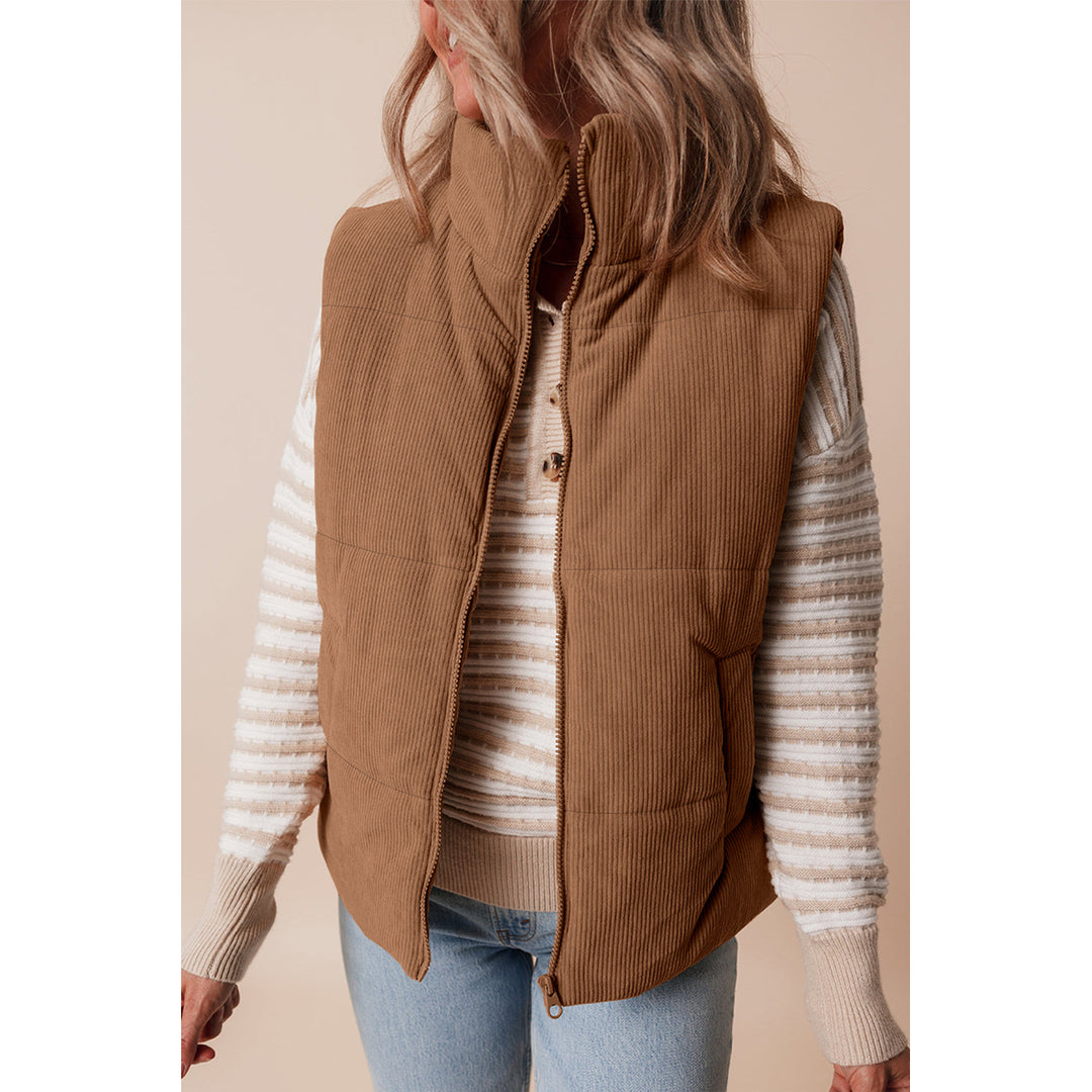 Natalia Corduroy Zipped Puffer Vest Image 4