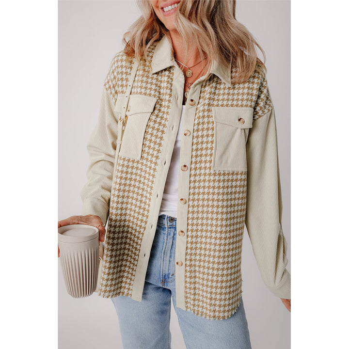 Nataly Corduroy Patchwork Flap Pocket Shacket Image 7