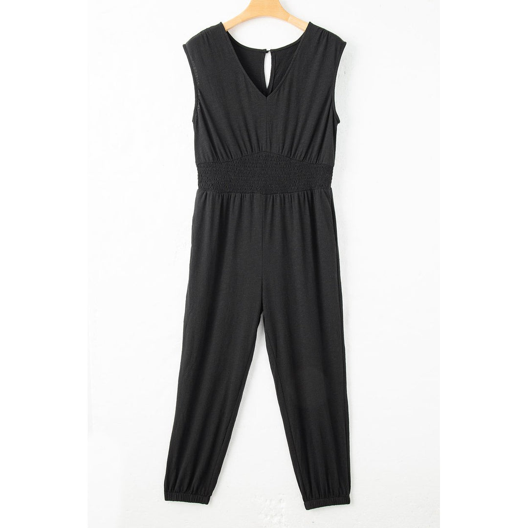 Novalee Plus Smocked High Waist Sleeveless V Neck Jumpsuit Image 7