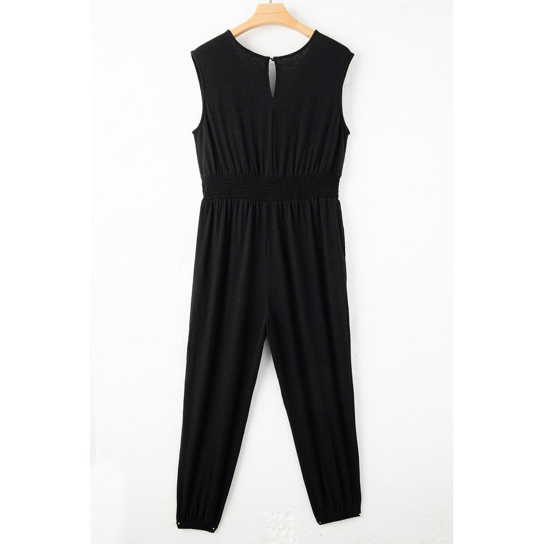 Novalee Plus Smocked High Waist Sleeveless V Neck Jumpsuit Image 8